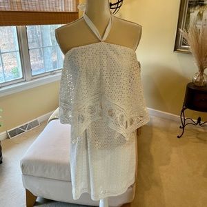 Saylor size L white lace halter dress- worn once on vacation for dinner!